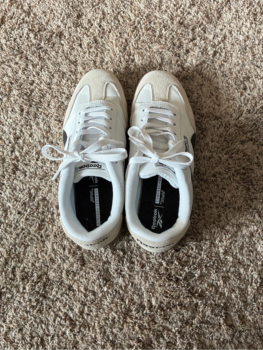 Reebok Women's White and Beige Classic Sneakers